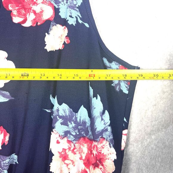 Market and Spruce Maxi Dress Womens Large Indigo Keyhole Neck Elastic Waist Boho - Picture 10 of 16